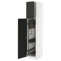 METOD high cabinet with cleaning interior, white/Nickebo matt anthracite, 40x60x200 cm