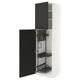 METOD high cabinet with cleaning interior, white/Nickebo matt anthracite, 60x60x220 cm