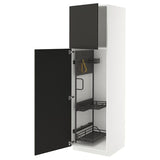 METOD high cabinet with cleaning interior, white/Nickebo matt anthracite, 60x60x200 cm