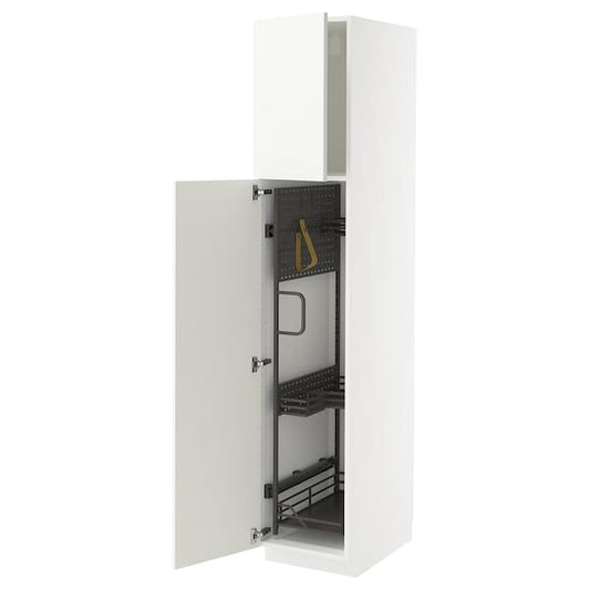 Ikea METOD - Tall cabinet with cleaning accessories, white/Ringhult white,40x60x200 cm