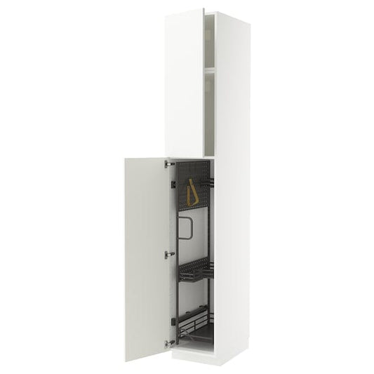 Ikea METOD - Tall cabinet with cleaning accessories, white/Ringhult white,40x60x240 cm