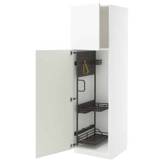 Ikea METOD - Tall cabinet with cleaning accessories, white/Ringhult white,60x60x200 cm