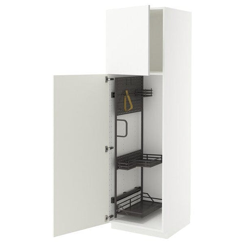 METOD - Tall cabinet with cleaning accessories, white/Ringhult white,60x60x200 cm