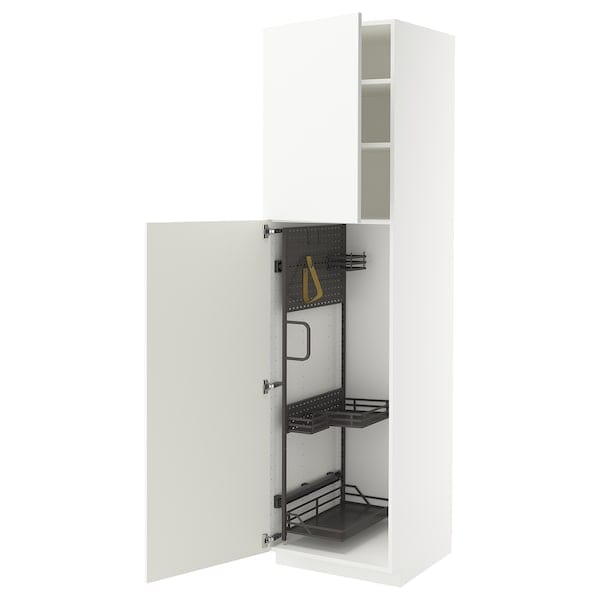 Ikea METOD - Tall cabinet with cleaning accessories, white/Ringhult white,60x60x220 cm