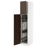 METOD high cabinet with cleaning interior, white/Sinarp brown, 40x60x200 cm