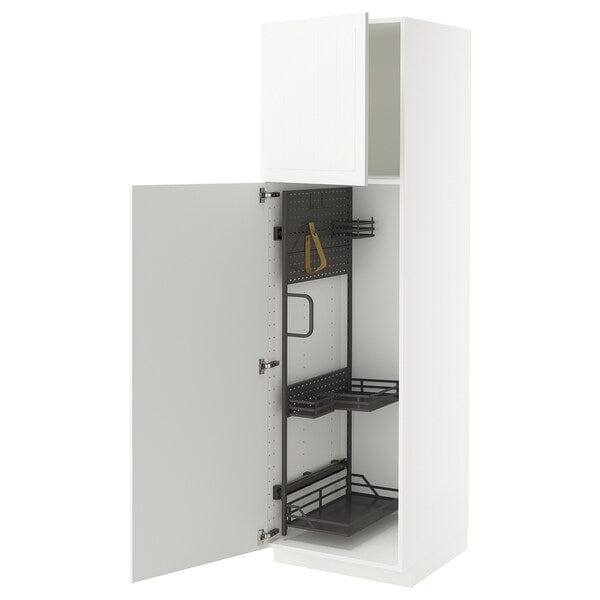 Ikea METOD - Tall cabinet with cleaning accessories, white/Stensund white,60x60x200 cm