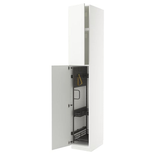 Ikea METOD - Tall cabinet with cleaning accessories, white/Stensund white,40x60x240 cm