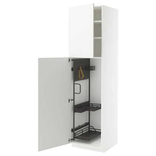 Ikea METOD - Tall cabinet with cleaning accessories, white/Stensund white,60x60x220 cm