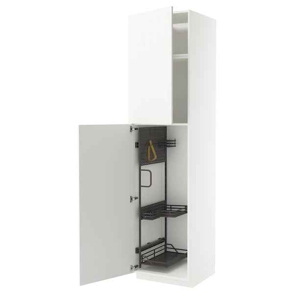 Ikea METOD - Tall cabinet with cleaning accessories, white/Stensund white,60x60x240 cm