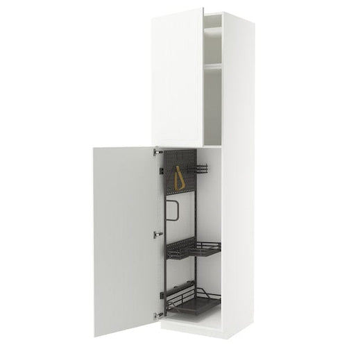 METOD - Tall cabinet with cleaning accessories, white/Stensund white,60x60x240 cm