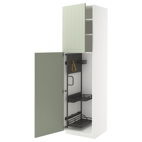 Ikea METOD - Tall cabinet with cleaning accessories, white/Stensund light green,60x60x220 cm