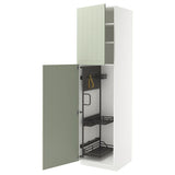 METOD high cabinet with cleaning interior, white/Stensund light green, 60x60x220 cm