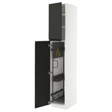 METOD high cabinet with cleaning interior, white/Upplöv matt anthracite, 40x60x220 cm