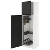 METOD high cabinet with cleaning interior, white/Upplöv matt anthracite, 60x60x200 cm