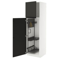METOD high cabinet with cleaning interior, white/Upplöv matt anthracite, 60x60x200 cm