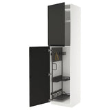 METOD high cabinet with cleaning interior, white/Upplöv matt anthracite, 60x60x240 cm