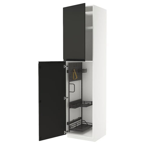 METOD - METOD High cabinet with cleaning interior, white/Upplöv matt anthracite, 60x60x240 cm