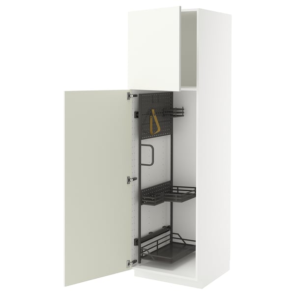 METOD - METOD High cabinet with cleaning interior, white/Vallstena white, 60x60x200 cm