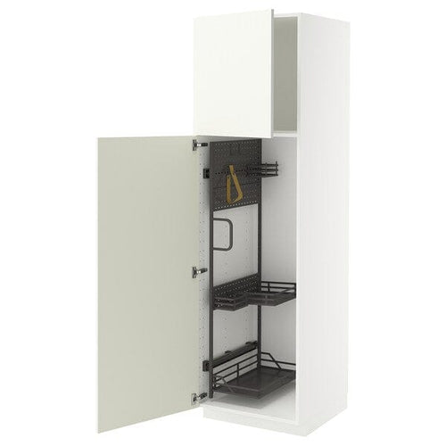 METOD - METOD High cabinet with cleaning interior, white/Vallstena white, 60x60x200 cm