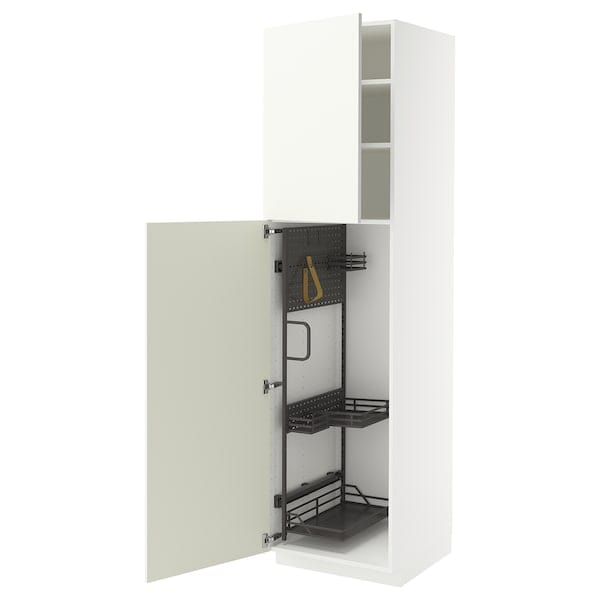 Ikea METOD - Tall cabinet with cleaning accessories, white/Vallstena white,60x60x220 cm