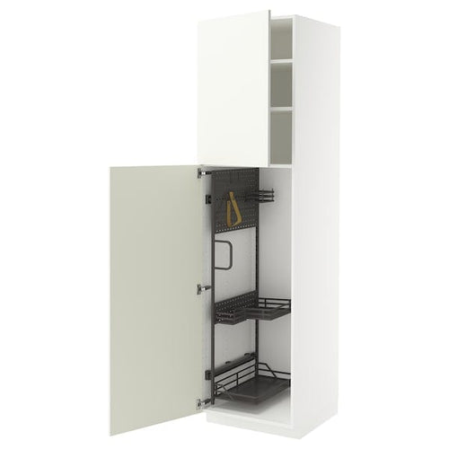 METOD - METOD High cabinet with cleaning interior, white/Vallstena white, 60x60x220 cm