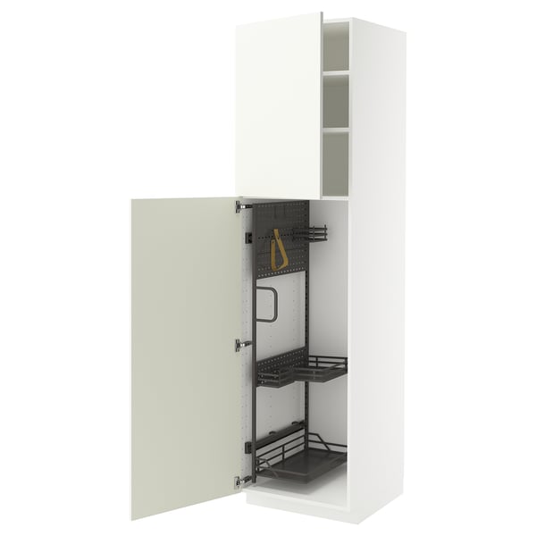METOD - METOD High cabinet with cleaning interior, white/Vallstena white, 60x60x220 cm
