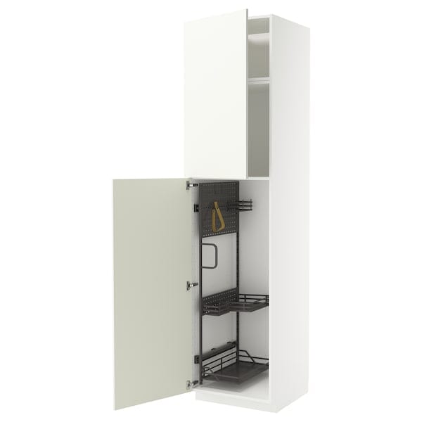 Ikea METOD - Tall cabinet with cleaning accessories, white/Vallstena white,60x60x240 cm