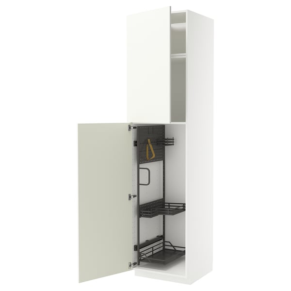 METOD - METOD High cabinet with cleaning interior, white/Vallstena white, 60x60x240 cm