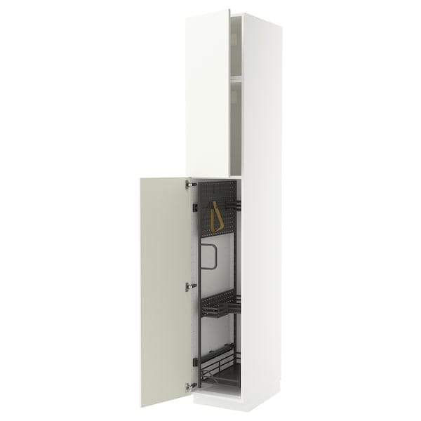 Ikea METOD - Tall cabinet with cleaning accessories, white/Vallstena white,40x60x240 cm