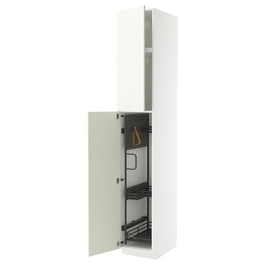 Ikea METOD - Tall cabinet with cleaning accessories, white/Vallstena white,40x60x240 cm