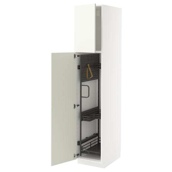 Ikea METOD - Tall cabinet with cleaning accessories, white/Vallstena white,40x60x200 cm