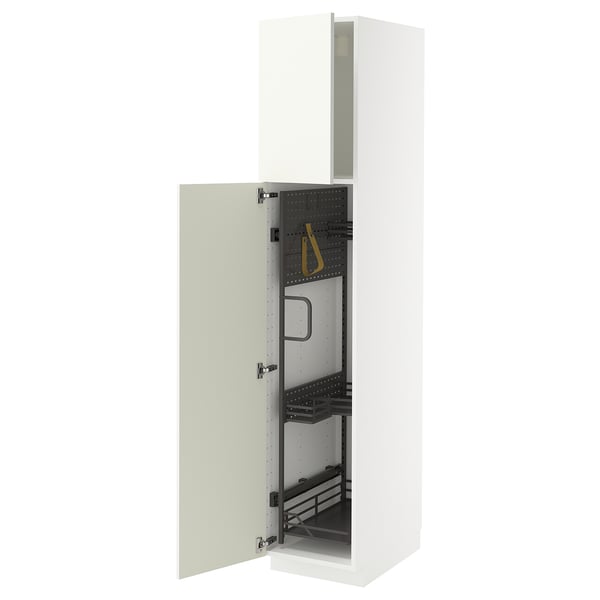 METOD - METOD High cabinet with cleaning interior, white/Vallstena white, 40x60x200 cm