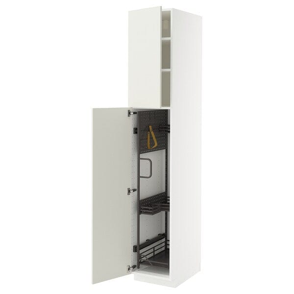 Ikea METOD - Tall cabinet with cleaning accessories, white/Veddinge white,40x60x220 cm