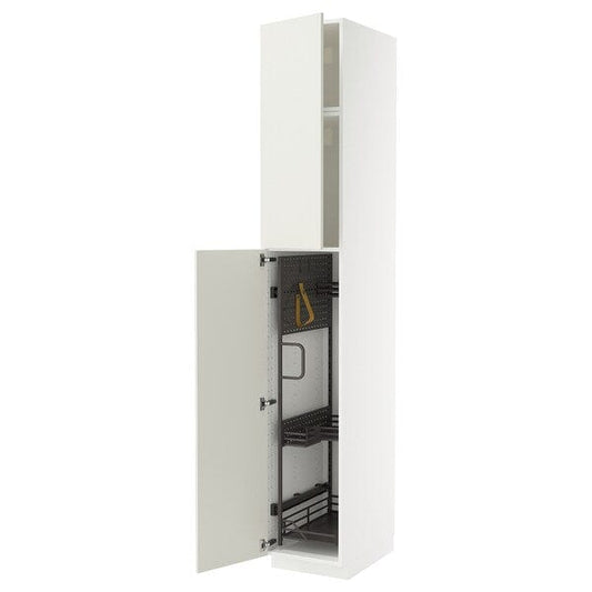 Ikea METOD - Tall cabinet with cleaning accessories, white/Veddinge white,40x60x240 cm