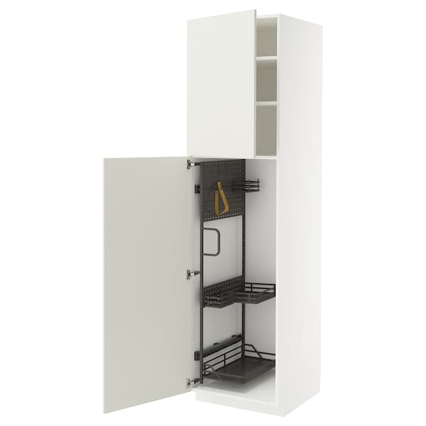 Ikea METOD - Tall cabinet with cleaning accessories, white/Veddinge white,60x60x220 cm