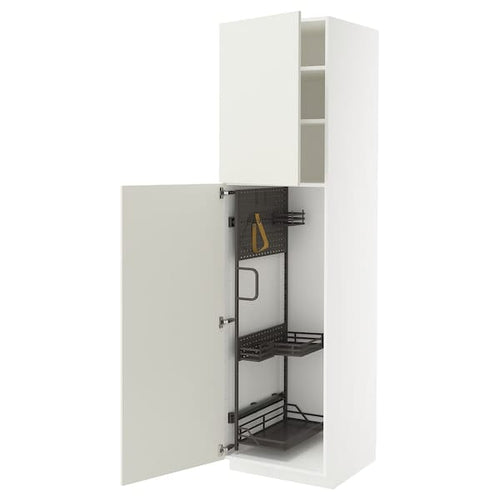 METOD - Tall cabinet with cleaning accessories, white/Veddinge white,60x60x220 cm