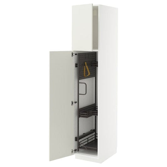 Ikea METOD - Tall cabinet with cleaning accessories, white/Veddinge white,40x60x200 cm