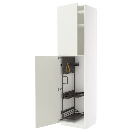 Ikea METOD - Tall cabinet with cleaning accessories, white/Veddinge white,60x60x240 cm