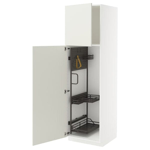 METOD - Tall cabinet with cleaning accessories, white/Veddinge white,60x60x200 cm