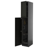 METOD high cabinet with cleaning interior, black-grey/Lerhyttan black stained, 40x60x220 cm