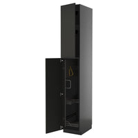 METOD high cabinet with cleaning interior, black-grey/Nickebo matt anthracite, 40x60x240 cm