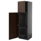 METOD high cabinet with cleaning interior, black-grey/Sinarp brown, 60x60x200 cm