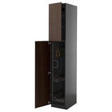 METOD high cabinet with cleaning interior, black-grey/Sinarp brown, 40x60x220 cm