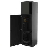 METOD high cabinet with cleaning interior, black-grey/Upplöv matt anthracite, 60x60x200 cm