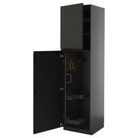 METOD high cabinet with cleaning interior, black-grey/Upplöv matt anthracite, 60x60x220 cm