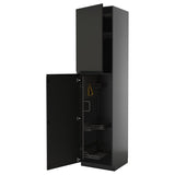 METOD high cabinet with cleaning interior, black-grey/Upplöv matt anthracite, 60x60x240 cm