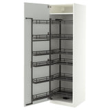 METOD high cabinet with pull-out larder, white/Aspudden light grey, 60x60x200 cm