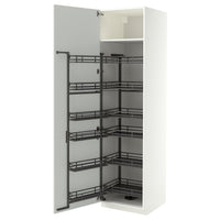 METOD high cabinet with pull-out larder, white/Aspudden light grey, 60x60x220 cm