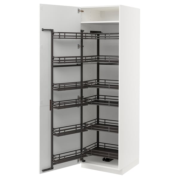 METOD - METOD High cabinet with pull-out larder, white/Axstad matt white, 60x60x200 cm