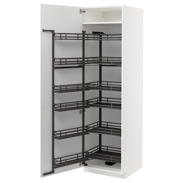METOD - METOD High cabinet with pull-out larder, white/Axstad matt white, 60x60x200 cm